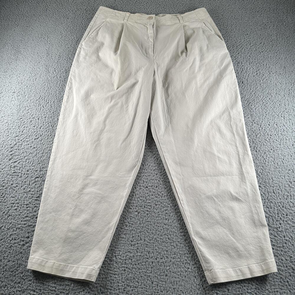Toast Pants Womens 16 Beige Cotton Relaxed Tapered Twill Pleated Portugal